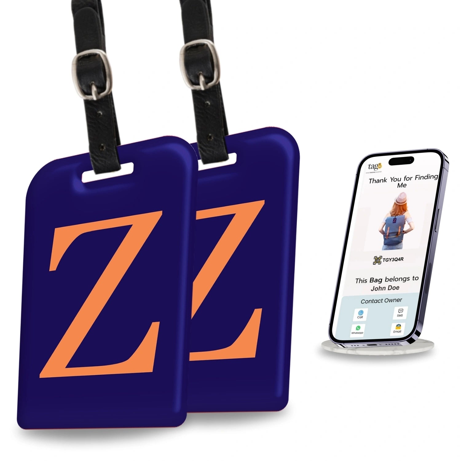 QR tag for bag with initial Z