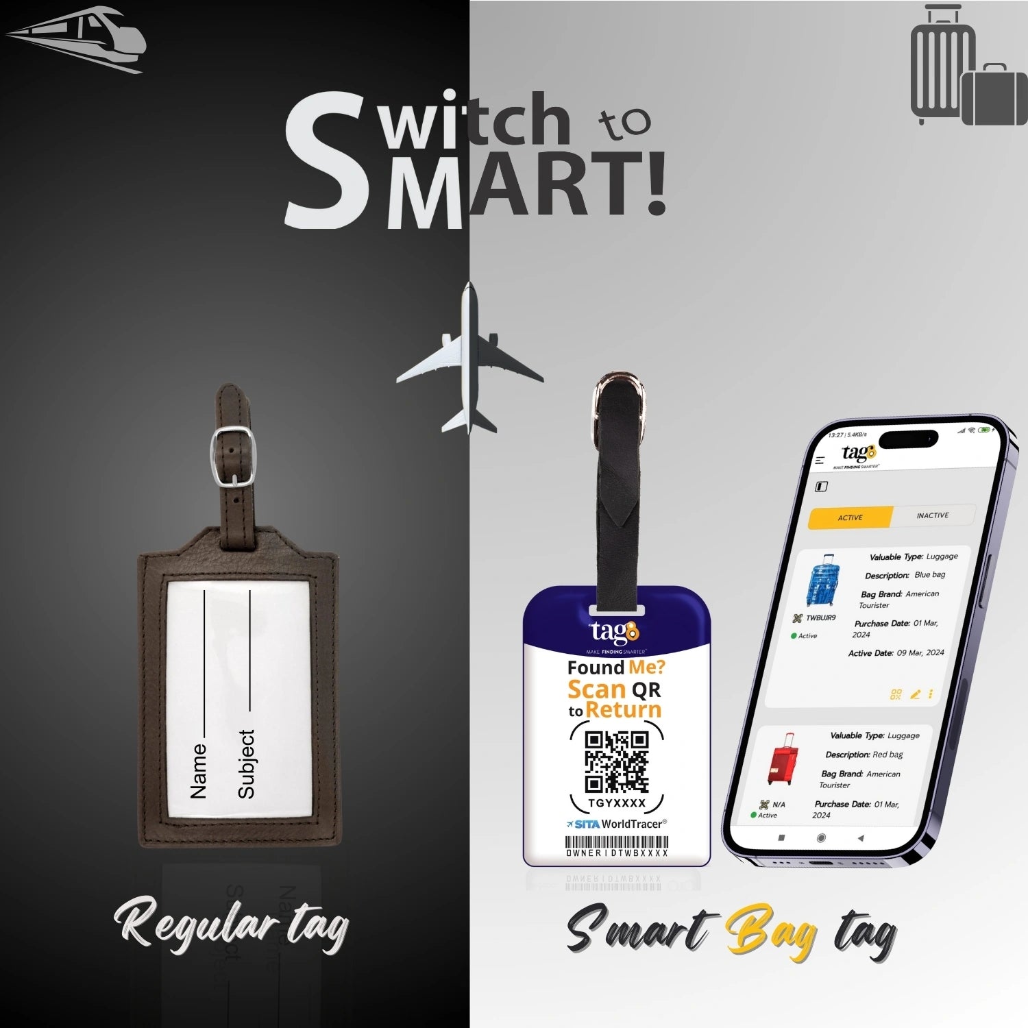 QR tag for bag with initial Z