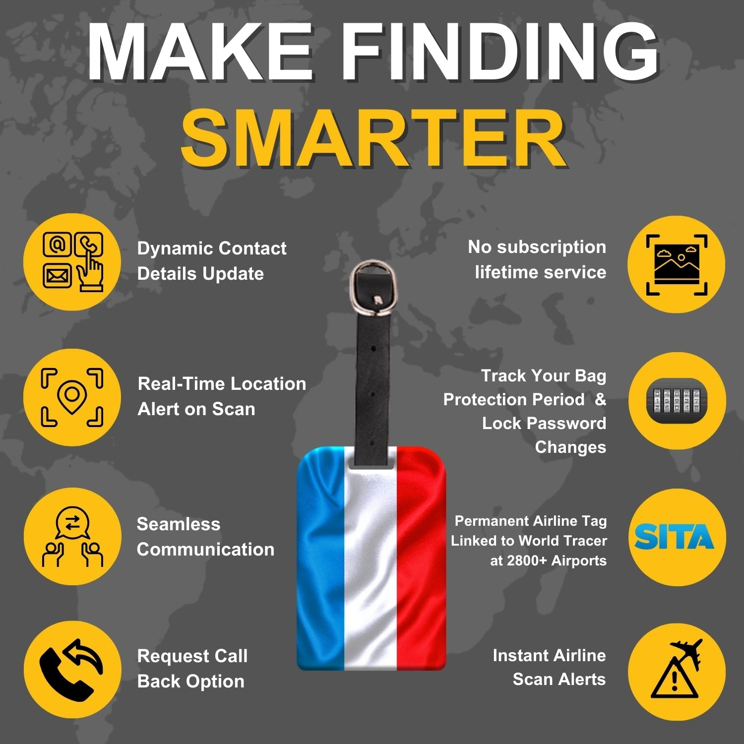 Luxembourg QR Bag Tag by tag8 for luggage tracking
