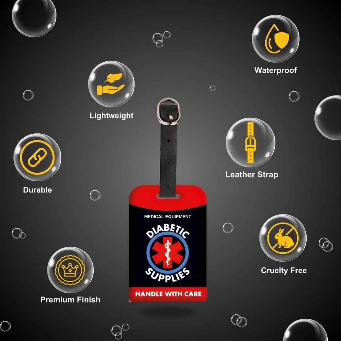 Red Diabetic Equipment Tag for easy identification