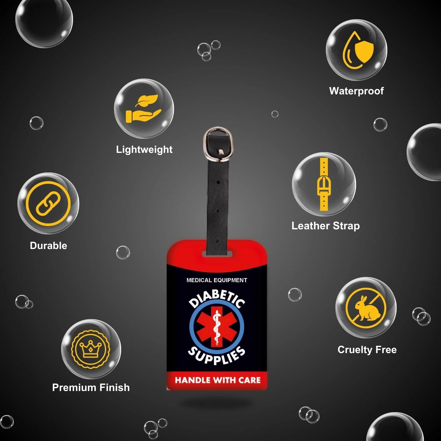 Red Diabetic Equipment Tag for easy identification
