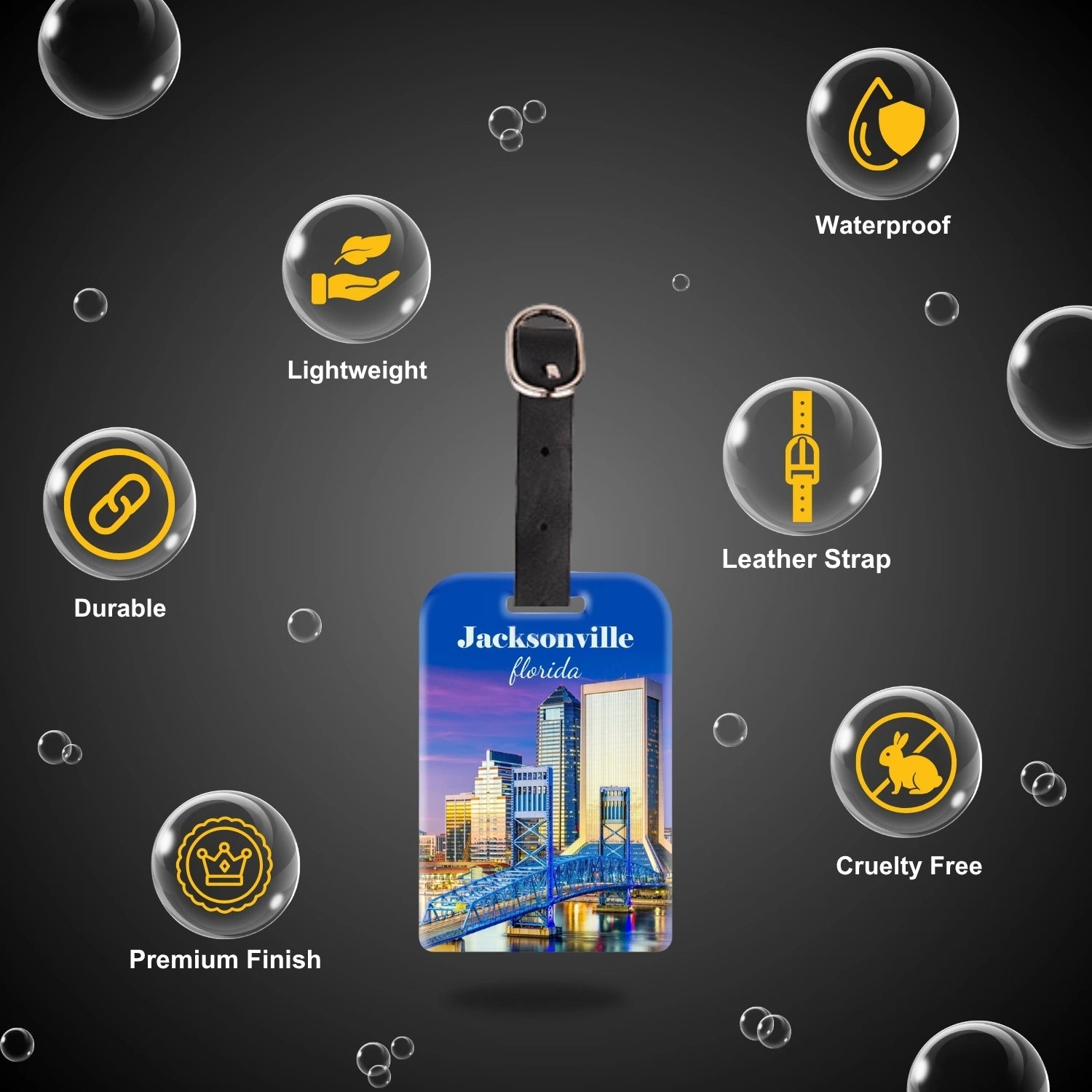 tag8 Jacksonville FL Bag Tag with elegant design and smart QR code for hassle-free identification and lost & found assistance
