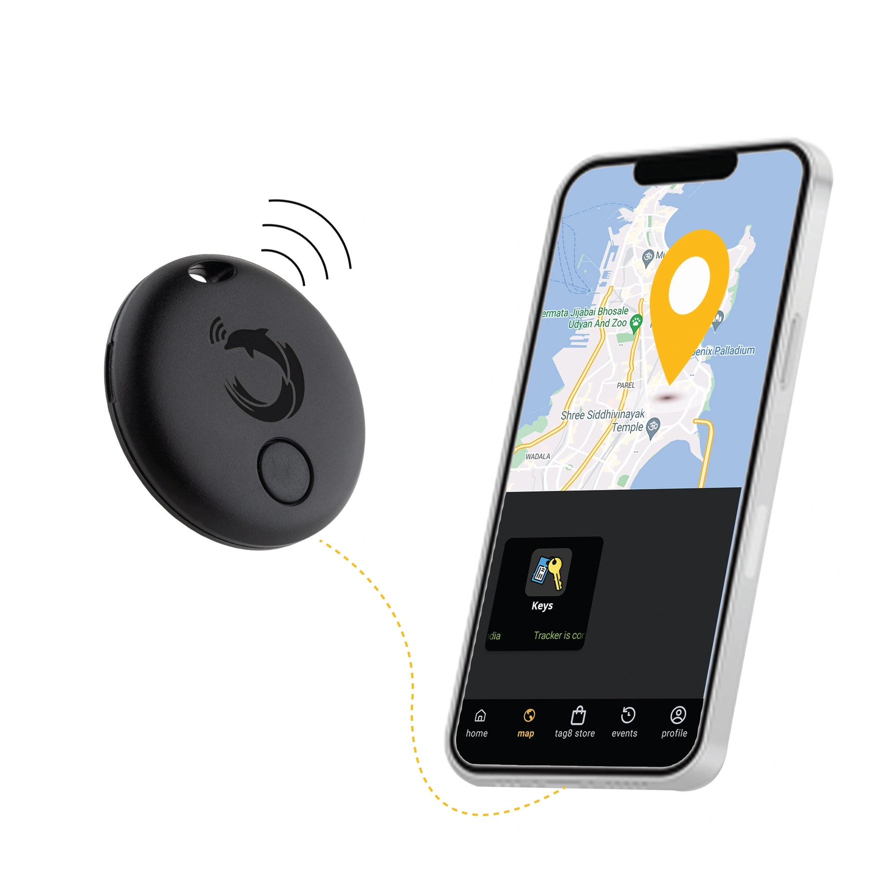 tag8 Dolphin Tracker Pack of 4 with Bluetooth tracking for easy location and security of valuables