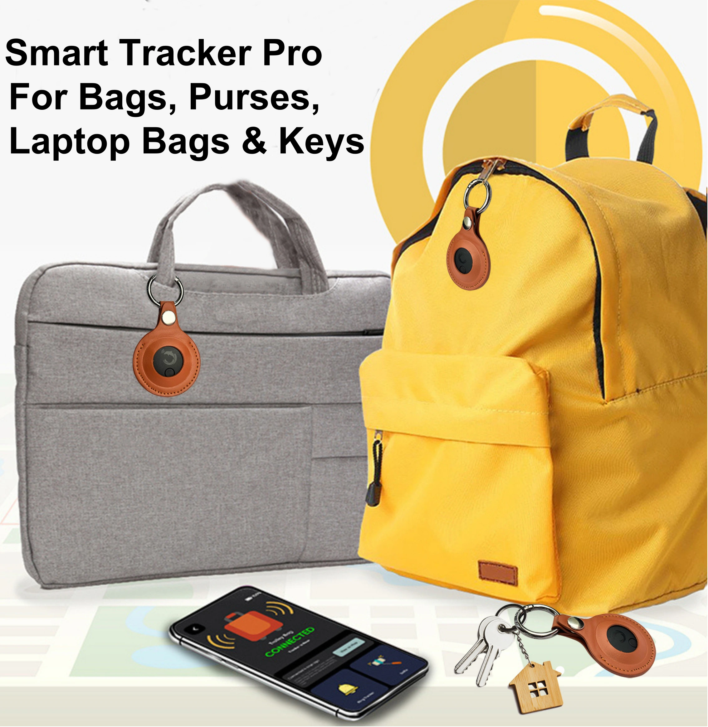 tag8 Dolphin Smart Bluetooth Tracker Pro with premium leather case for advanced tracking and security