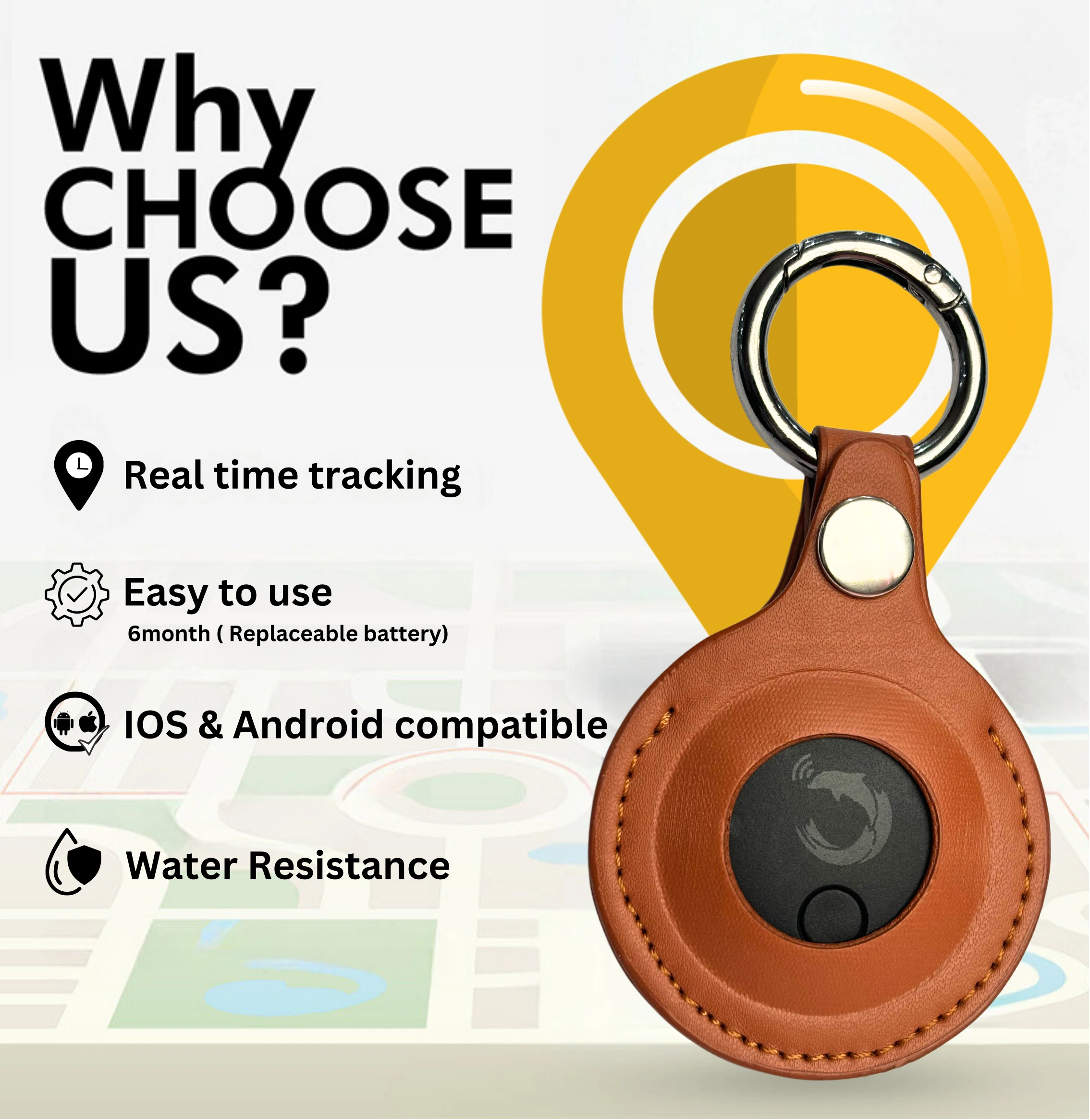 tag8 Dolphin Smart Bluetooth Tracker Pro with premium leather case for advanced tracking and security