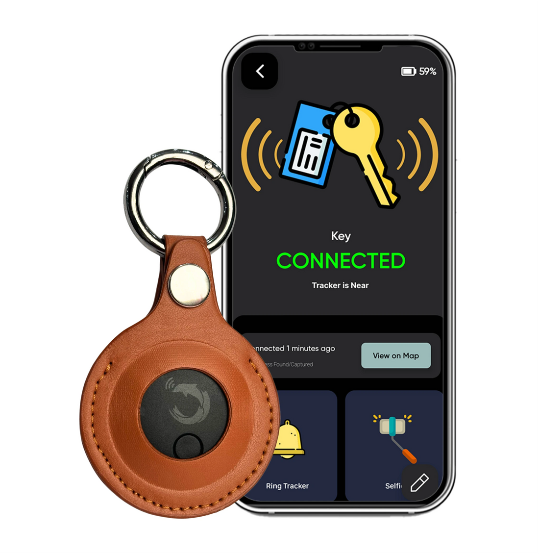 tag8 Dolphin Smart Bluetooth Tracker Pro with premium leather case for advanced tracking and security