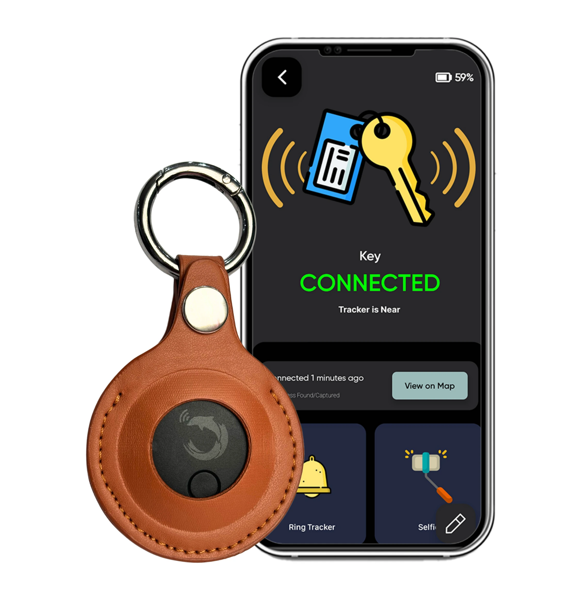 tag8 Dolphin Smart Bluetooth Tracker Pro with premium leather case for advanced tracking and security