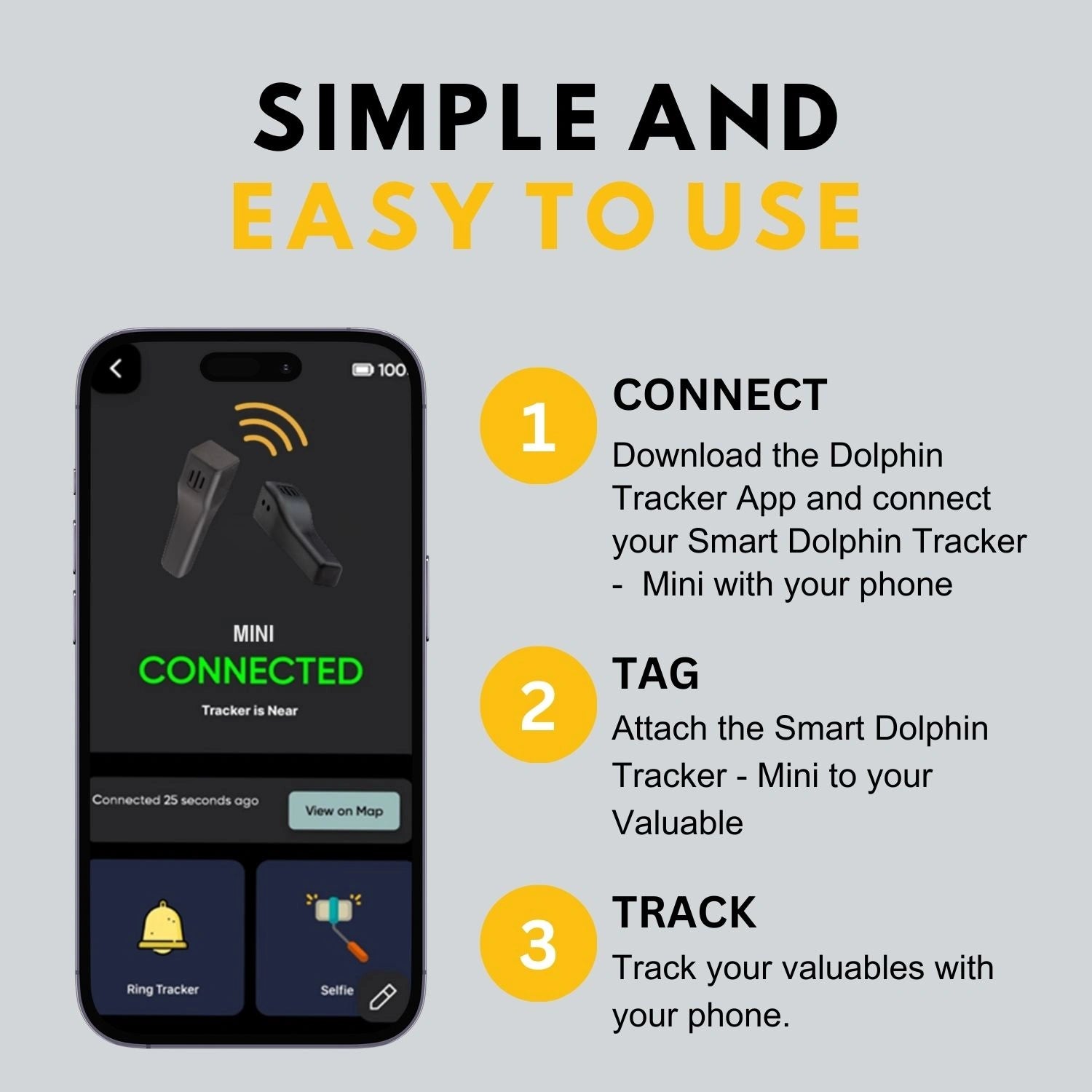 Tag8 Dolphin Tracker Mini with Bluetooth tracking for personal belongings and compact design