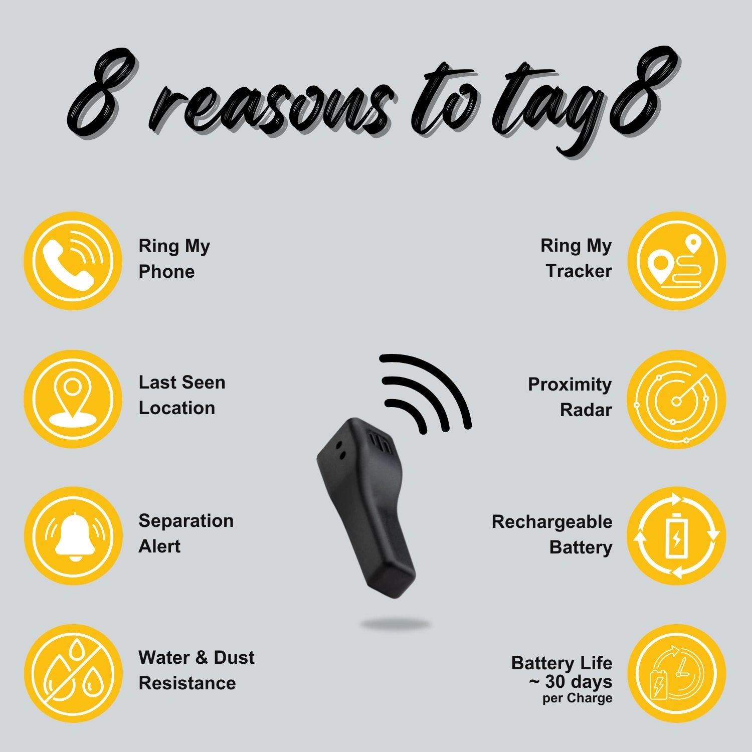 Tag8 Dolphin Tracker Mini with Bluetooth tracking for personal belongings and compact design