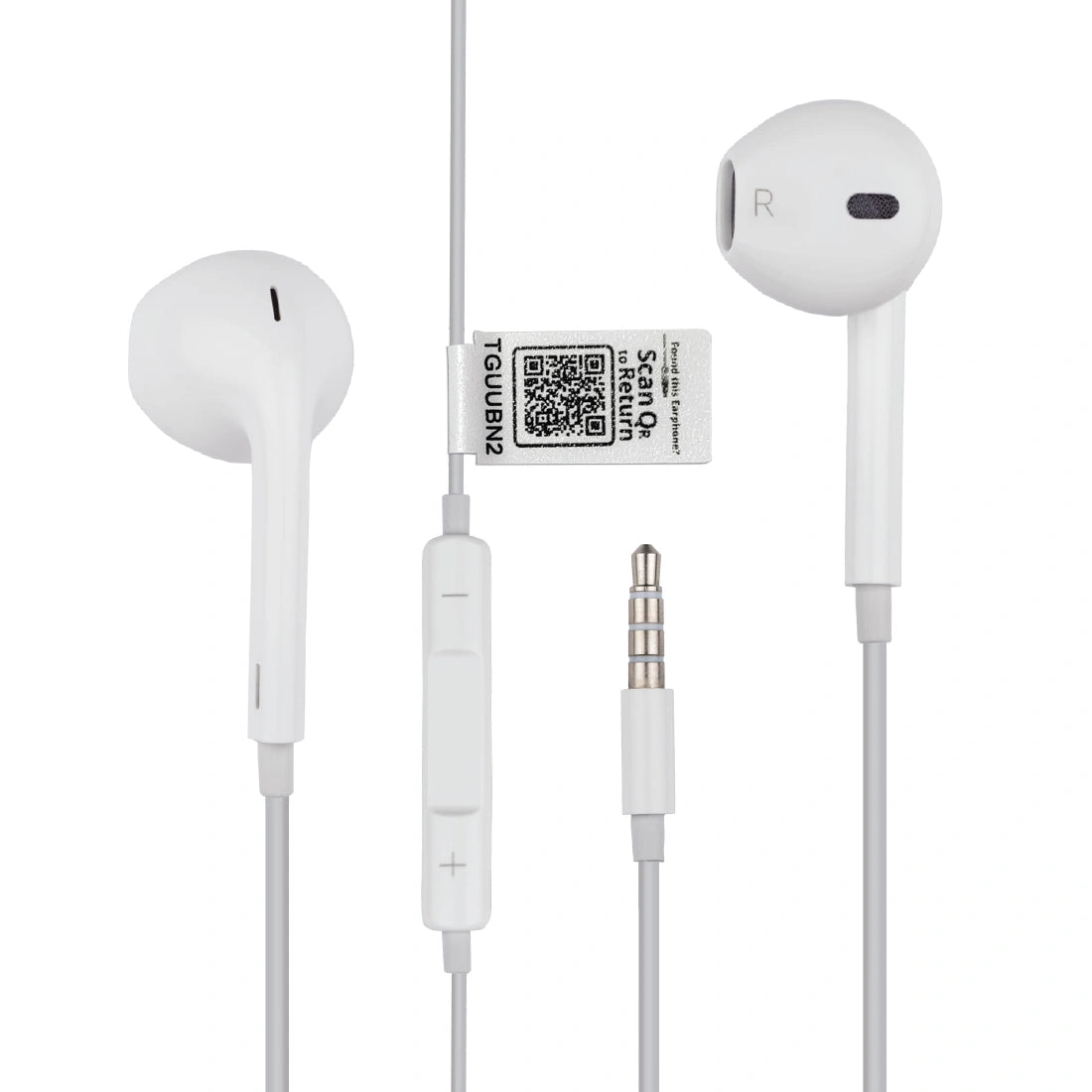 Tag8 earphones with QR code for quick identification