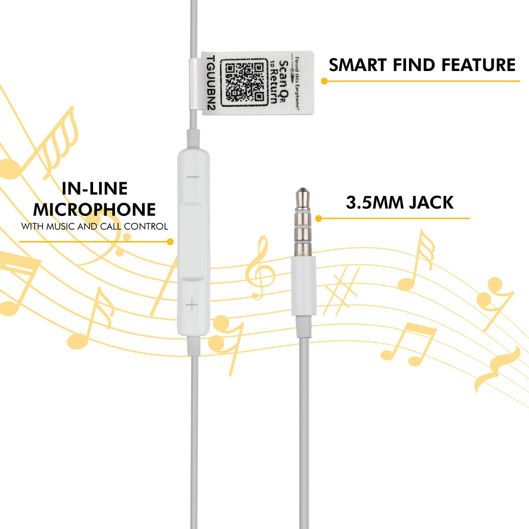 Tag8 earphones with QR code for quick identification
