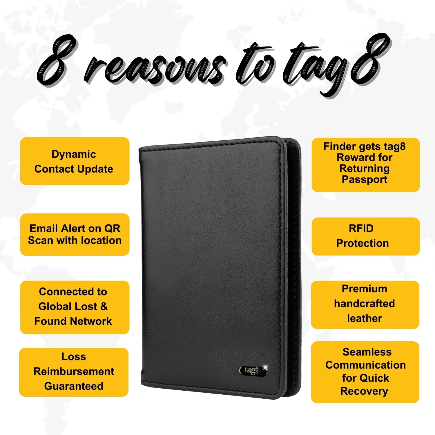 tag8 Genuine Leather Passport Case for premium quality and secure travel organization