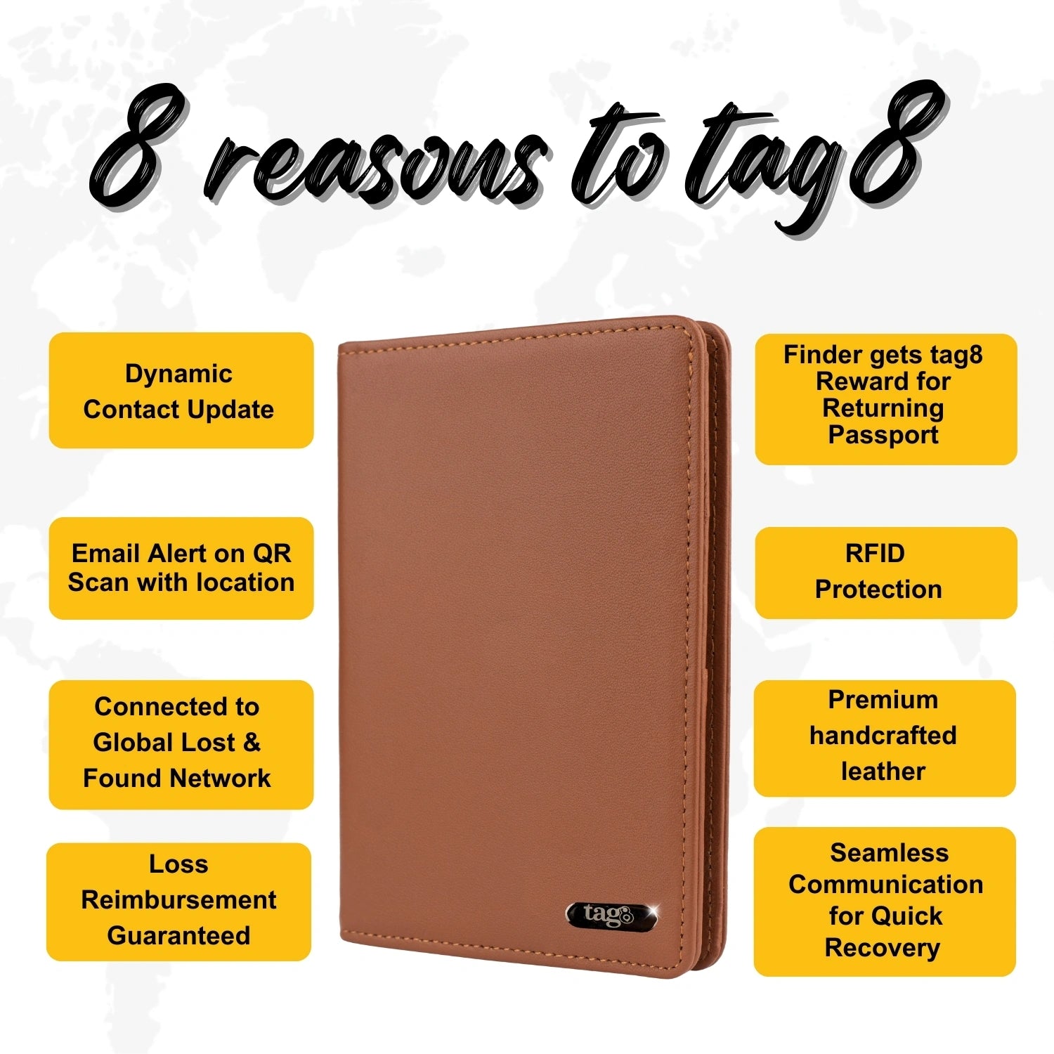 tag8 Genuine Leather Passport Case for premium quality and secure travel organization