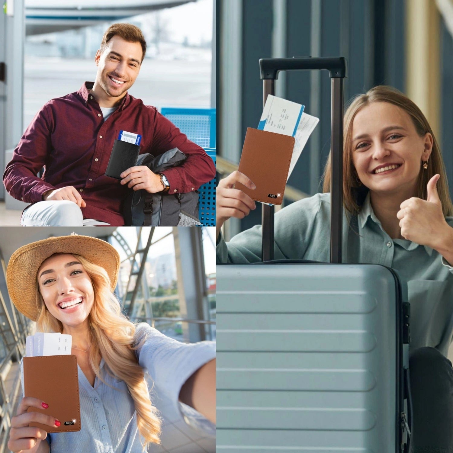 tag8 Leather Passport Combo with premium leather case and smart tracking for organized travel