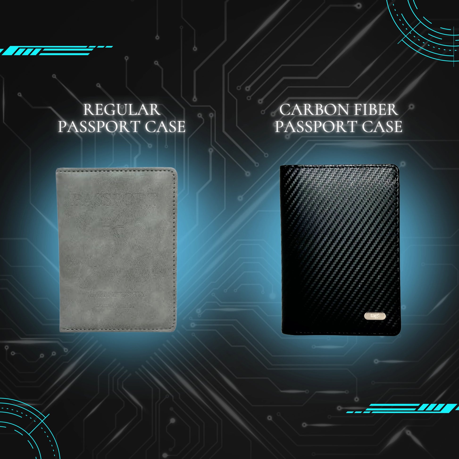 tag8 Passport Tracker with durable carbon fiber case for secure travel
