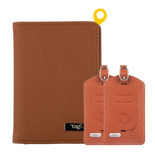 tag8 Passport Tracker Case with 2 Bag Trackers for comprehensive travel security and luggage tracking