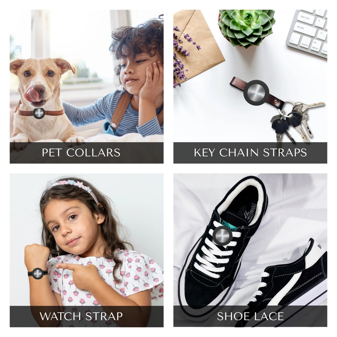 Black silicone holder for smart trackers by tag8