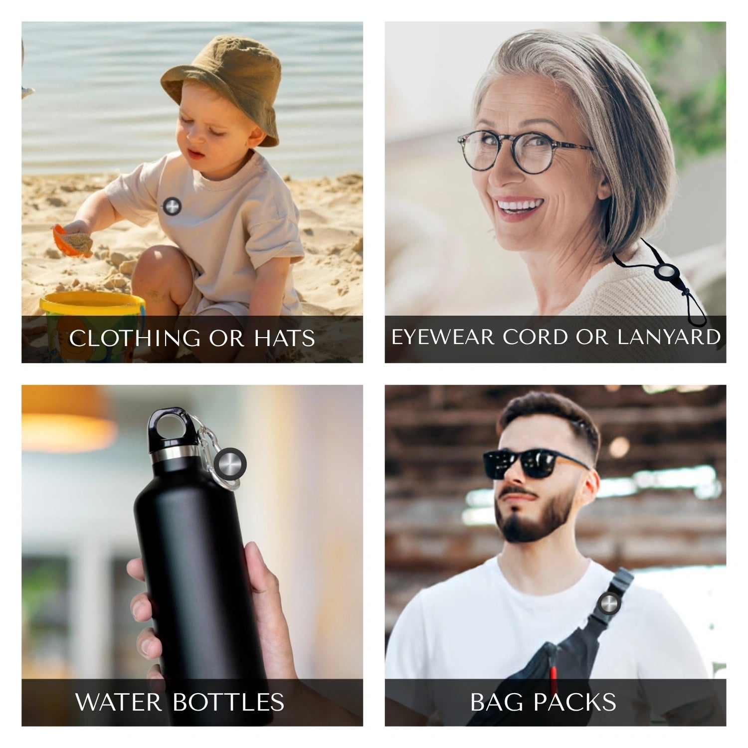 Black silicone holder for smart trackers by tag8