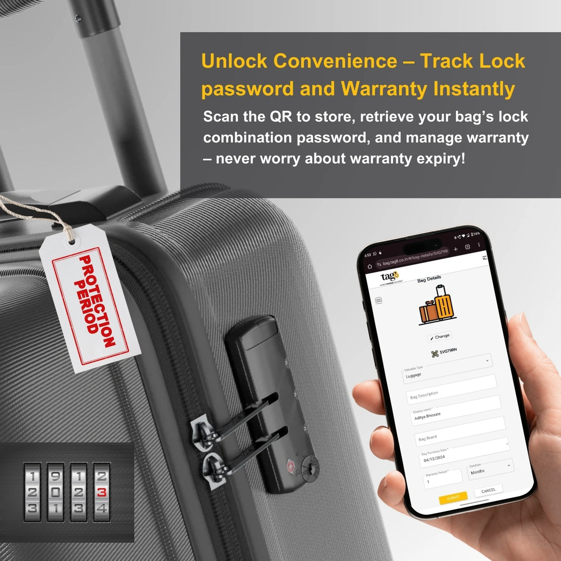 Travel Themes QR Bag Tag by tag8 for luggage tracking 