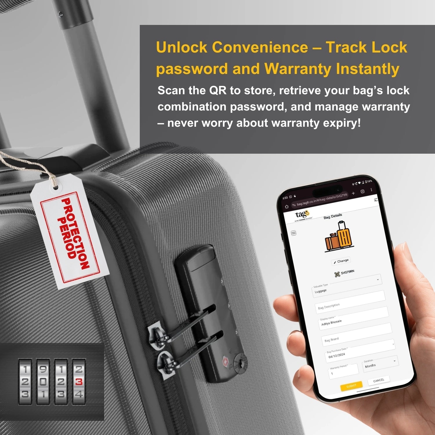 Travel Themes QR Bag Tag by tag8 for luggage tracking 
