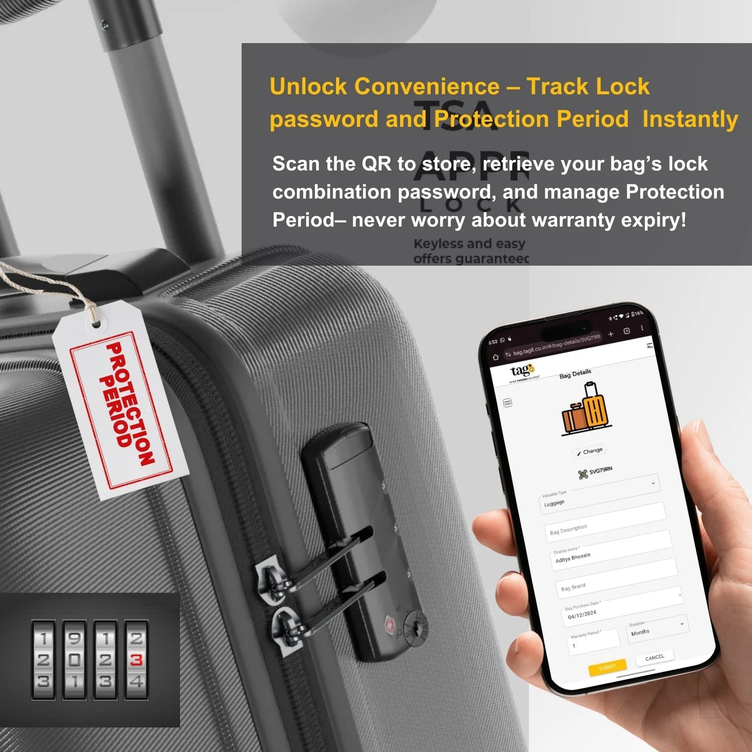 Turkey QR Bag Tag by tag8 with QR code for tracking