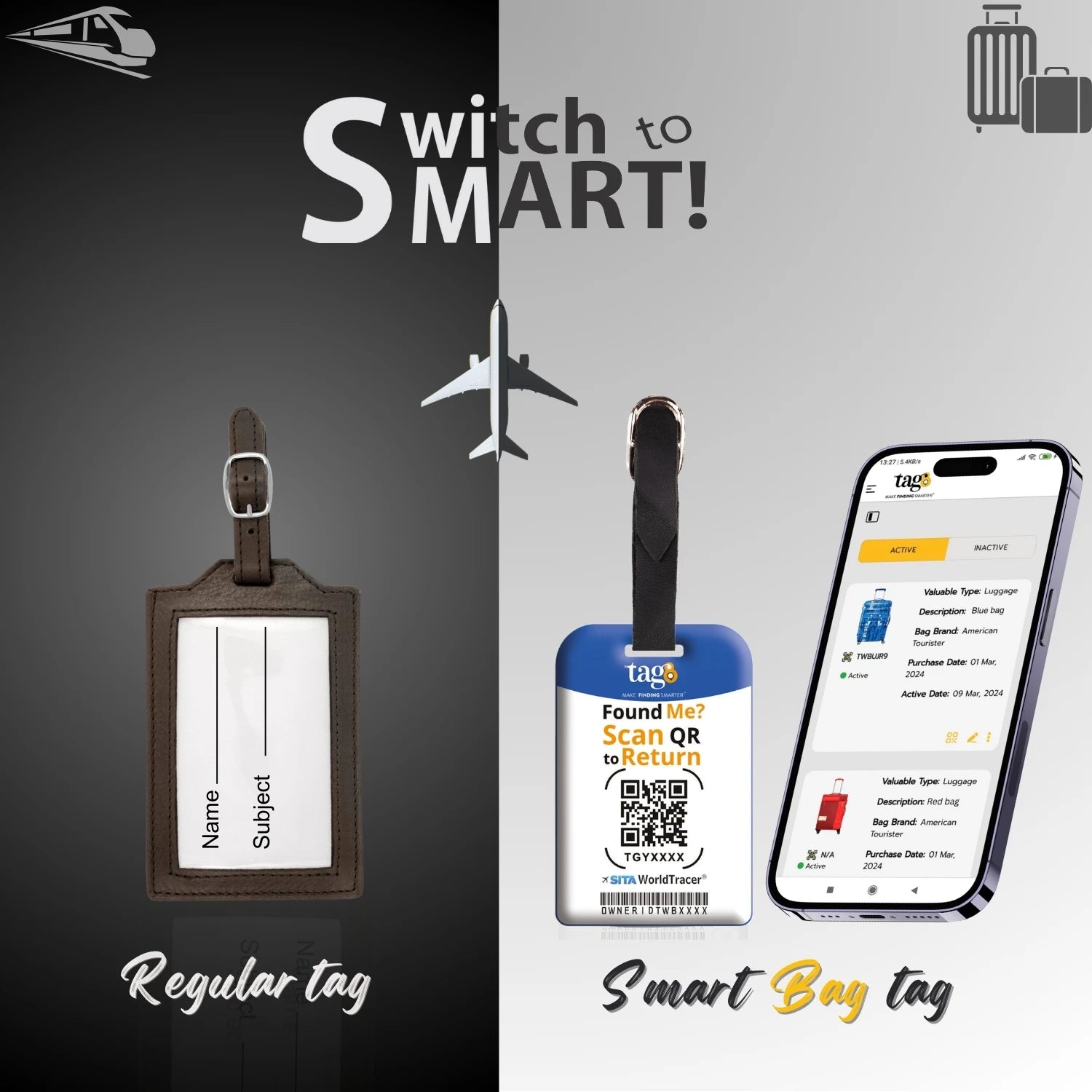 Ukraine QR Bag Tag by tag8 with QR code for tracking